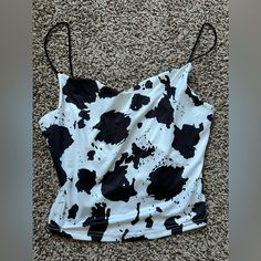 Shein Cowprint Tank Nwot Never Worn Size M Fits More Like A Large On Me Shein Tops, Cow Print, Womens Tops, Black White, Tank Tops, Black And White, Women Shopping, White, Black