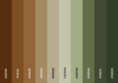 an image of the color scheme for different shades of brown, green, and beige