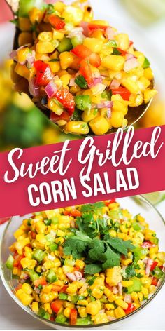 sweet grilled corn salad with cilantro and parsley