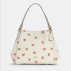 Brand New Coach Hallie Shoulder Bag With Pop Floral Print With Refined Pebble Leather. It Has A Inside Zip, Cell Phone And Multifunction Pockets And A Center Zip Compartment. It Is A Snap Closure And Fabric Lining Measurements- Handles With 8 3/4" Drop 12 1/2" (L) X 10 1/2" (H) X 5 3/4" (W) Style No. C5804 Coach Yellow Double Handle Bag, Coach Yellow Double Handle Shoulder Bag, Yellow Coach Shoulder Bag With Double Handle, Yellow Double Handle Coach Shoulder Bag, Everyday Yellow Coach Bags, Elegant Yellow Coach Shoulder Bag, Coach Yellow Tote Bag, Yellow Coach Shoulder Bag, Yellow Coach Tote Bag