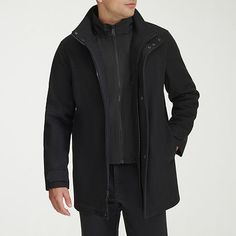 The Dockers heavyweight overcoat for men is wind-resistant and made of a quality, woven wool-blend to protect you from the cold elements. This cold weather essential has quilted lining, a mock neck, long sleeves, side slip pockets, and a zip closure.Features: Lined, Wind ResistantClosure Type: ZipperFit: Regular FitPockets: 2 Front Slip Pockets, 1 Inside Cell Phone PocketSleeve Length: Long SleeveWarmth Factor: HeavyweightApparel Length: 32.25 InchesOuterwear Length: MidFiber Content: 71% Polyes Modern Outerwear For Cold Weather And Winter, Modern Everyday Outerwear For Fall, Modern Everyday Fall Outerwear, Weatherproof Winter Workwear Outerwear, Classic Outerwear For Commuting In Fall, Versatile Fitted Business Outerwear, Functional Sport Coat For Fall Cold Weather, Classic Fall Outerwear For Commuting, Functional Sport Coat For Cold Weather In Fall