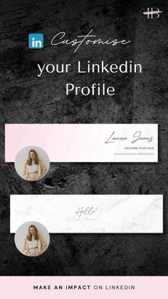 the linkedin profile on linkedin is shown in pink and white, with an image of