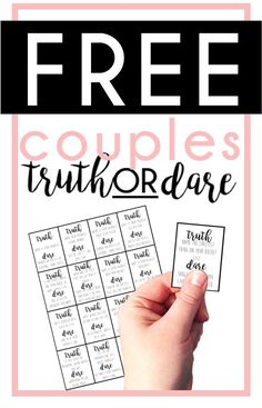 a hand holding up a free printable truth or dare game with the words true and false