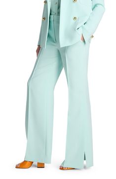 Pants Tailored, Minty Fresh, Split Hem, Flare Pants, Welt Pockets, St John, Leg Pants, Wide Leg Pants, Designer Clothing