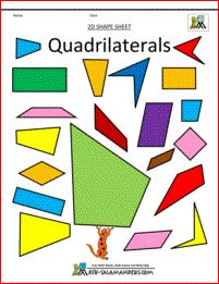 the poster for quadrilaterals is shown with different colors and shapes on it