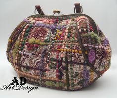 the purse is made out of multicolored fabric