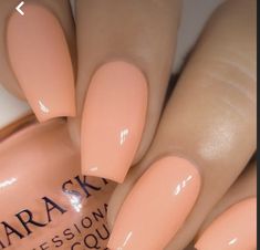 Plane Nail Colors, Nails Plain Acrylic, Plain Acrylics, Pale Pink Nail Polish, Uñas Color Coral, Nail Polish Product, Peach Acrylic Nails, Fierce Nails, Peach Colored Nails