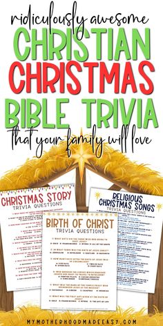 Looking for a FREE Printable Christmas Bible Trivia with Answers to play for this upcoming holiday season? Well, you’re in luck! Keep reading to grab a free copy of our christmas bible trivia game. Printable Christmas, Trivia, Free Printable, To Play, Bible