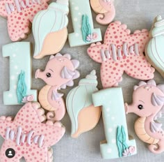 decorated cookies are arranged in the shape of numbers