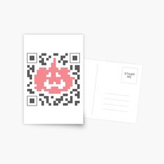 a qr code with an image of a heart on it postcard and envelope