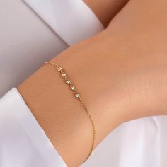 ✦ Diamond Bezel Bracelet ✦  ✧ DESCRIPTION & DETAILS Add a touch of sparkle to any look with this 14k gold bezel setting diamond bracelet.  This elegant bracelet is versatile enough to wear every day, and its dainty design makes it the perfect gift for a loved one. * 14k Solid Gold / 585 stamp * Adjustable length options. * Handmade Item. * Carat Weight of each diamond: 0.013ct / 1.5mm * Bezel Dimensions: 2.70mm * Diamonds: SI1+ Clarity, F-G color * Chain Width: 1.10mm  * Duties and Taxes Included for Orders from the US and the EU ✧ MATERIALS - 14k Solid Gold  Solid gold pieces are made to last forever. Since gold is one of the least reactive metals, it scratches less and doesn't wear out as easily. 14k will not oxidize or discolor, so you can wear your jewelry every day, everywhere. - Diam Delicate Gold Diamond Bracelet With Bezel Setting, 14k Gold Diamond Bracelet With Bezel Setting, 14k Gold Bezel Set Tennis Bracelet As Gift, 14k Gold Bracelet With Bezel Setting For Anniversary, Gold Diamond Bracelet With Bezel Setting In 14k Gold, Dainty Diamond Bracelet With Bezel Setting For Anniversary, Bracelet Station, Diamond Bezel Bracelet, Bezel Bracelet