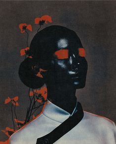 a painting of a man with flowers in his hair and an eye patch on his face