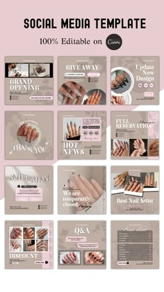 Nail Tech Instagram Templates is an excellent helper in this regard! This template will assist you in matching and synchronizing your brand's style, such as fonts, photos, logos, and colors, so that your brand can be recognized everywhere it appears. Nail Content For Instagram, Nail Giveaway Post Ideas, Nail Tech Instagram Story Ideas, Nail Tech Portfolio, Nail Tech Content Ideas, Nail Tech Instagram Posts, Nail Content Ideas, Instagram Nail Page Ideas