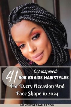 Long Bob Braids For Black Women, Short Bob Braids Black Women, Braid Bob Hairstyles For Black Women, Braided Bob Hairstyles For Black Women, Bob Braids Hairstyles For Black Women, Braided Bob Box Braids, Short Box Braids Bob, Braids Bob Style, Bob Box Braids Styles