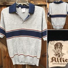 All pics are of the same one shirt. See all 12 pics for details & enlarge each pic for a closer look. Any wear, pilling, imperfections, etc is to be considered character. Please see pic 8. The bottom two pics in pic 8 point to the bottom of the seam on the right side of shirt. Size L. Please be aware that vintage sizes tend to run smaller than modern day sizes. See pics for laying flat measurements. Such a groovy shirt. Retro Collared Cotton Sweater, Retro Cotton Collared Sweater, Retro Collared Sweater For Fall, Retro Fall Tops With Retro Print, Retro Print Fall Tops, Retro Print Tops For Fall, Vintage Collared Tops For Winter, Vintage Short Sleeve Winter Tops, Retro Collared Top For Fall