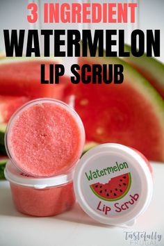 Make Lip Scrub, Watermelon Lip Scrub, Lip Peeling, Spa Recipes, Lip Scrub Homemade, Sugar Scrub Homemade