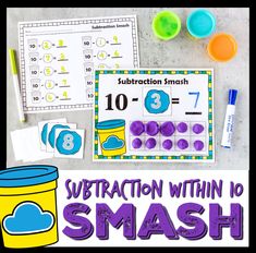 subtraction within 10 to smash with the addition match and matching game for kids