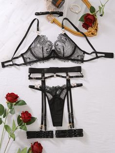 Featuring intricate embroidery, a low-cut design, and delicate lace detailing, this set offers a stylish and alluring look. The adjustable straps and ring accents ensure a comfortable and customizable fit. Perfect for special occasions or everyday indulgence. Key Features: Intricate Embroidery: Adds a touch of elegance and sophistication. Low-Cut Design: Creates a sensual and revealing look. Lace Detailing: Delicate lace accents for a feminine touch. Ring Accents: Add a touch of edginess and sty Summer Bra, Dress With Stockings, Long Gloves, Lace Lingerie Set, Intricate Embroidery, Embroidery Lace, Lace Lingerie, Bra Set, Mens Swimwear