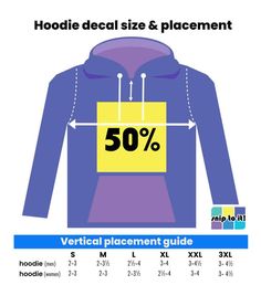 HTV Size Chart: Printable guide to shirt decal size - Snip to It! Round Logo, Hoodie Size Chart, Crew Neck Shirt, Transfer Vinyl, Hoodie Design