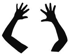 two hands reaching up to each other with their arms stretched out in front of them