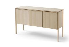 the sideboard is made from wood and has two doors, one door open to reveal an