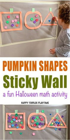 pumpkin shapes sticky wall for kids to make