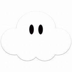 a white cloud with two black eyes on the front and one in the middle,