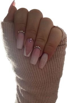 Brunette Hair With Highlights, Ombre Nails Glitter, Blush Nails, Nails Prom, Dream Nails, Classy Nails, Long Acrylic Nails, Cute Selfie Ideas