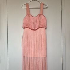 Asos Pink Dress With Fringe Hanging Longer Than The Slip. Never Worn. Nwt. Size Us 6 Pink Fringe Dress, Dress With Fringe, Asos Dress, Fringe Dress, Asos Dresses, Pink Dress, Colorful Dresses, Asos, Midi Dress