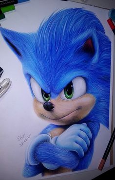 a drawing of sonic the hedgehog