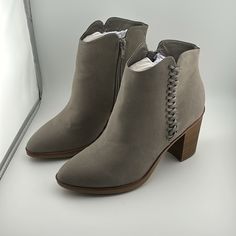 Mia Ankle Bootie Crisscross Design On Side. One Zip Side. 3” Heel Size 7 Dusty Grey Nwot Pointed Toe. Block Heel Mia Shoes, Ankle Bootie, Ankle Booties, Criss Cross, Bootie, Block Heels, Bootie Boots, Ankle Boots, Size 7