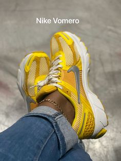 Yellow Shoes Outfit Sneakers, Yellow Tennis Shoes, Yellow Shoes Outfit, Shoe Plug, Yellow Trainers, Nike Vomero