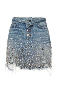 Embellished Denim Skirt, Bedazzled Denim Skirt, Crystal Skirt, Jean Diy, Denim Party, Rhinestone Skirt, Denim And Diamonds, Embellished Skirt, Denim Outfits