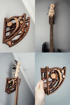 guitar hanger for bass guitar Guitar Holder Wall, Guitar Holder, Guitar Storage, Guitar Fender, Guitar Wall Hanger, Mystical Tattoos, Bass Clef, Guitar Stands, Guitar Hanger