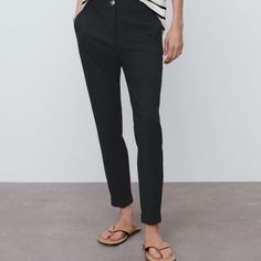 These Are Super Cute But A Little Large For Me And I Have Passed The Return Date And Would Love To Give Them A Great Home! Classic Black Summer Pants, Casual Office Bottoms By Zara, Zara Casual Office Bottoms, Zara Classic Black Pants, Zara Black Tapered Leg Pants, Zara Casual Ankle-length Dress Pants, Casual Zara Dress Pants For Office, Chic Zara Tapered Leg Dress Pants, Zara Casual Dress Pants For Office