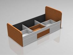 an office cubicle with two drawers on each side