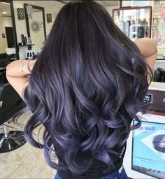 Dark Hair Lavender Highlights, Dusty Lavender Hair, Lavender Hair Color Ideas, Brown Hair With Silver Highlights, Lavender Hair Ombre, Blue Brown Hair, Hair Color Styles, Guy Tang Mydentity, Lavender Hair Colors