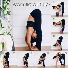 a woman doing yoga poses on the floor