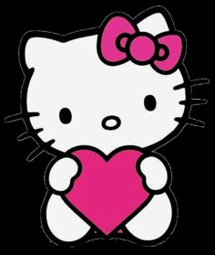 a hello kitty holding a heart in its paws