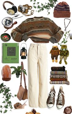 Cottage Core Hippy Outfits, Autumn Outfit Inspo 2022, Cute Cottagecore Outfits Grunge, Bombfire Outfits, Outfit Inspo Cottagecore Grunge, Earthy Grunge Outfits Aesthetic, Cottagecore Outfits Sweater, Cottage Core Indie Outfits, Grunge Outfits Sweaters