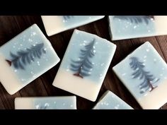 soap bars with christmas tree designs on them