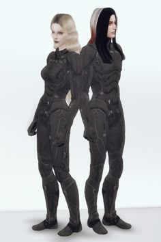 two futuristic women standing next to each other