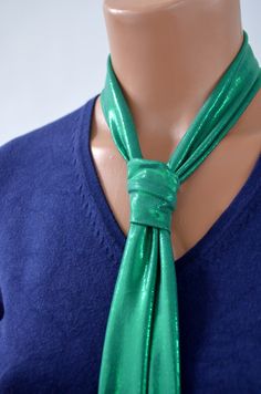 Metallic Green Scarf Women's Neck Tie Lightweight Scarf Green Neck Bow Christmas Necktie Unisex - hisOpal Swimwear - 5 Green Adjustable Tie For Party, Adjustable Green Ties For Party, Adjustable Green Tie For Party, Green Standard Tie For Parties, Green Standard Tie For Party, Women's Neck Ties, Christmas Necktie, Bow Christmas, Neck Bow