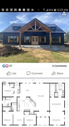 the floor plan for this house is shown in two different views, and there are no pictures