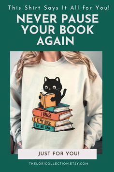 Searching for cute book sweatshirts? Look no further! This adorable cat jumper is ideal for bookworms who love a cozy winter look. Perfect for casual winter outfits for women or layered bibliophile aesthetic outfits, it’s a versatile wardrobe staple. Whether you’re shopping for bookish gifts for book lovers or treating yourself, this sweater is sure to be a hit. Order yours now and stay cozy in style!