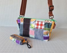 Handmade Upcycled Quilted Patchwork Bag With Key Pouch Crossbody Bag Sling Bag Shoulder Bag Sustainable Gift - Etsy Small Sewing Rooms, Quilted Patchwork, Key Pouch, Metallic Bag, Patchwork Bags, Sustainable Gifts, Oct 1, Bag Shoulder, Fabric Scraps