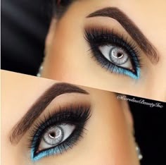 Make Up Blue Eyes, Make Up Blue, Pretty Eye Makeup, Eyeshadow Ideas, Beautiful Eye Makeup