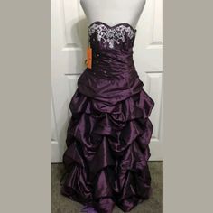 This Is A Great Gown By Magic Miss. It Is New With Original Tags. Size Medium Taffeta, Lined 36" Bust, 54" Length Taffeta Dresses For Debutante Ball, Floor-length Taffeta Dresses For Debutante Ball, Ball Gown Dress, Miss Dress, Ball Gown Dresses, Gown Dress, Ball Gown, Color Purple, Gowns Dresses