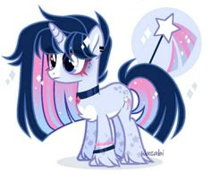 an image of a pony with stars on it's head and the words, my little pony