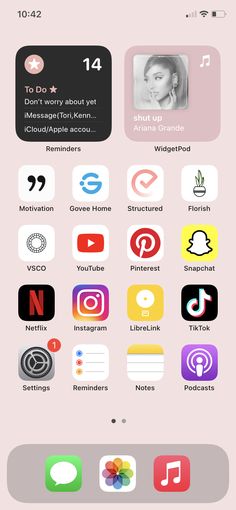 an iphone screen with various icons and texting on the bottom left corner, including two different